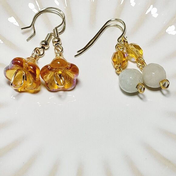 Artisan earrings  662# NEW bohemian Floral glass bead earrings Petite Amazonite - Picture 1 of 8